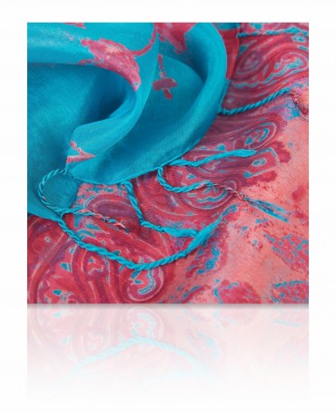 Палантин Женский S20-JEWEL.FL/TURQU.RED